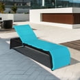 thumbnail image 4 of Costway Chaise Longue Inclinable en Rotin pour Patio, Dossier Réglable, Coussinée, Turquoise, 4 of 10