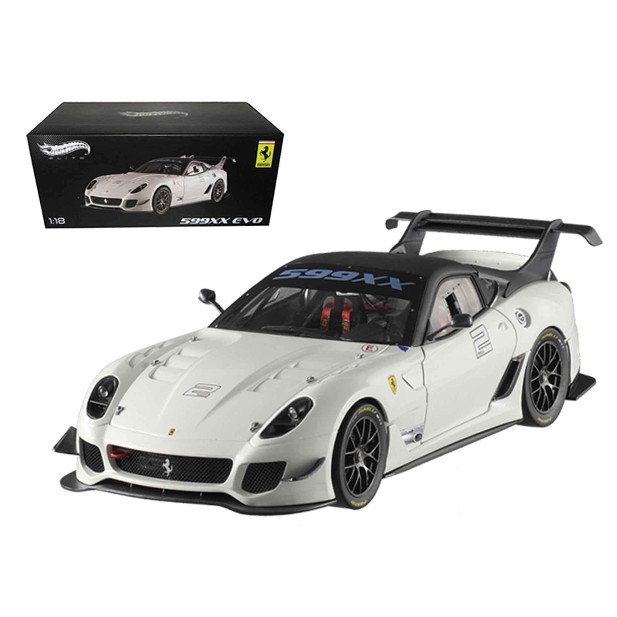 Hot wheels Elite Ferrari 599XX 599 XX Evo White 1/18 Diecast Car