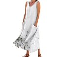 thumbnail image 1 of TJAZFJPA Robe Noire et Dorée Mode Femme Col Rond Décontractée Imprimé Pissenlit 3D Sans Poignets Poche Longue Robe Débardeur Robe Décontractée Combinaison Robe Robes de Soirée pour Femmes, 1 of 6