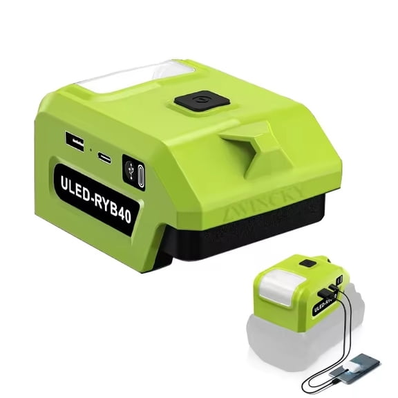 Adaptateur Convertisseur d'Outil Électrique 5W Lampe de Travail LED pour Ryobi Batterie Li-ion 40V Chargeur USB Type-C Banque d'Alimentation OP4040 OP4050 OP4050A