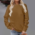 thumbnail image 2 of Yuyuzo Hauts d'Automne pour Femmes Chandails à Col Rond Manches Longues Chandail Uni à Enfiler T-Shirts Coupe Ample, 2 of 4