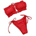 thumbnail image 3 of Gupgi Ensemble de Natation Uni pour Femmes, Haut de Bikini à Lanières + Culottes à Lacets, 3 of 5