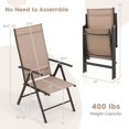 thumbnail image 4 of Costway 1 PCS Patio Folding Dining Chair with 7-Level Adjustable High Backrest for Garden Brown, 4 of 10