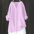thumbnail image 2 of Timegard Chemises à Manches Longues pour Femmes Grande Taille en Coton et Lin à Boutons Blouse à Col en V Décontractée Ample Hauts, 2 of 3