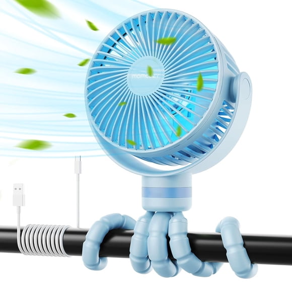 Momcozy Portable Stroller Fan, USB Rechargeable and Handheld Cooling Fan for Travel, Car Seat, Bedroom