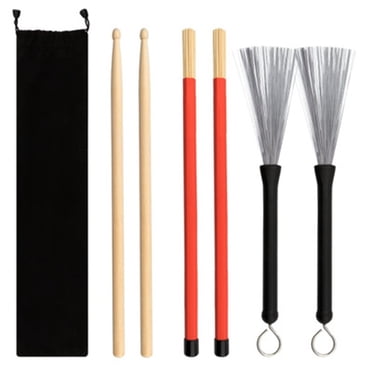 Dvkptbk Drum Sticks Set of 6Drum Sticks for Battery Sticks in Wood and in Retractable Spazzola for Battery Made of Metal Wire Suitable Cleaning Supplies