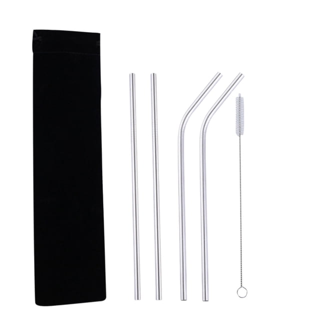 Meitianfacai 304 Color Metal Stainless Steel Straws Portable Set Reusable Bar Drinks Milk Tea Straws 5pc