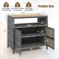 thumbnail image 3 of Gymax Patio Rattan Storage Cabinet w/ Acacia Wood Countertop Open Shelf 2 Door Cabinet, 3 of 10