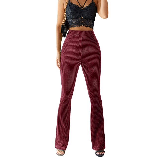 Wangsaura Women's Bootcut Yoga Pants Tummy Control Bootleg Velvet Sweatpants