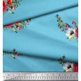 thumbnail image 2 of Soimoi Rayon Fabric Leaves & Anemone Flower Decor Fabric Printed Yard 42 Inch Wide, 2 of 3