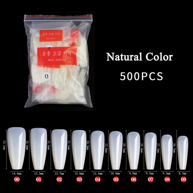 500PCS Long False Nails French Press on Nail Soft Gel Full Cover Nail Tips