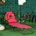 thumbnail image 2 of Outsunny Adjustable Outdoor Lounge Chair, Red, 2 of 10