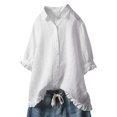 thumbnail image 1 of MAWCLOS Chemises pour Femmes Couleur Unie Blouse Boutonnée Tunique Ample à Volants Blanc 4TG, 1 of 2