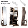 thumbnail image 2 of Gymax 360°Rotating Mirrored Jewelry Cabinet w/ High Mirror & Storage Shelves Coffee, 2 of 9