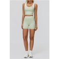 thumbnail image 3 of PISONIC Women Two Piece Workout Sets Color Block Backless Tank Top and High Waist Booty Lifting Shorts Gym Yoga Active Outfits, 3 of 7