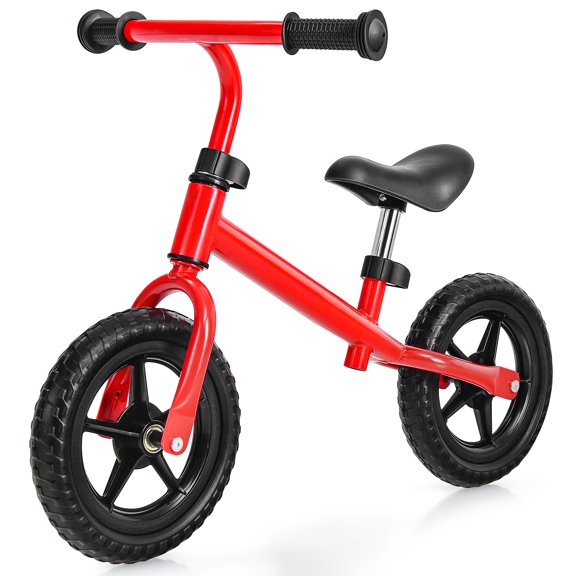 HoneyJoy Kids Balance Bike No Pedal Training Bicycle w/ Adjustable Handlebar & Seat Red