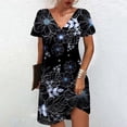 thumbnail image 1 of Meichang Robe d'Été Mini Grande Taille pour Femmes 2024 Été à Imprimé Floral Robe de Plage à Manches Courtes Décontractée Ample Robes Tendance à Col en V Robes d'Été pour les Vacances, P-5TG, 1 of 5