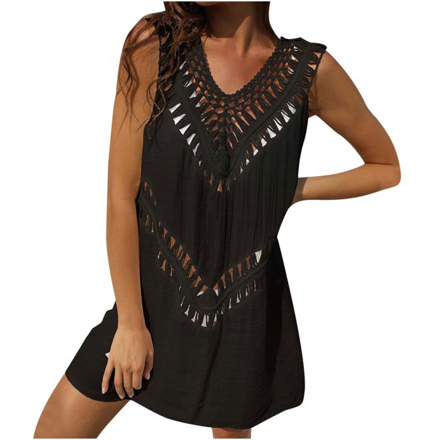 Haut de Maillot de Bain d'Été Aguichant en Maille Ajourée pour Femme, Robe de Plage, Cache-Maillot, Écran Solaire