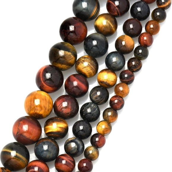 Perles en Oeil de Tigre en Pierre Naturelle Perles Rondes en Vrac 6/8/10 mm pour Fabrication de Bijoux Bricolage Bracelet Breloque