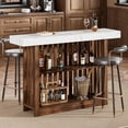 thumbnail image 3 of GloryStar 63 Inch Modern Bar Table, Counter Height Design with 2-Tier Storage, Accommodates 4-8 People, Versatile Pub Table for Breakfast, Coffee, Dining Room, Bistro, or Living Room, 3 of 7