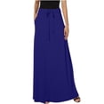 thumbnail image 1 of FAIWAD Women's Elastic High Waisted Maxi Skirt Drawstring Loose Casual Basic A-Line Skirts with Pockets, 1 of 8