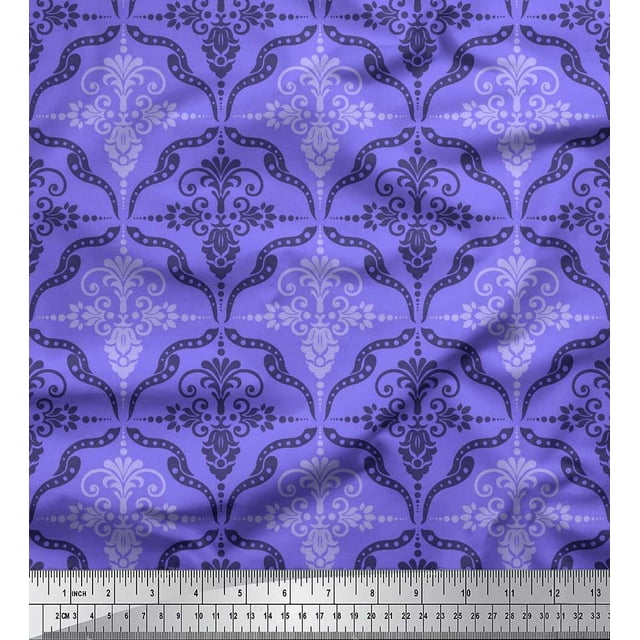 Soimoi Poly Georgette Fabric Filigree Damask Decor Fabric Printed Yard 42 Inch Wide