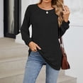 thumbnail image 2 of Timegard Hauts pour Femmes Col Rond Manches Longues T-Shirts de Couleur Unie Chic Décontracté Amples Chauds Hauts Automne, 2 of 7