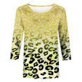 thumbnail image 5 of CEHVOM T-shirt Ample à Imprimé Léopard pour Femme, Manches 3/4, Col Rond, Haut Décontracté, Liquidation, 5 of 5