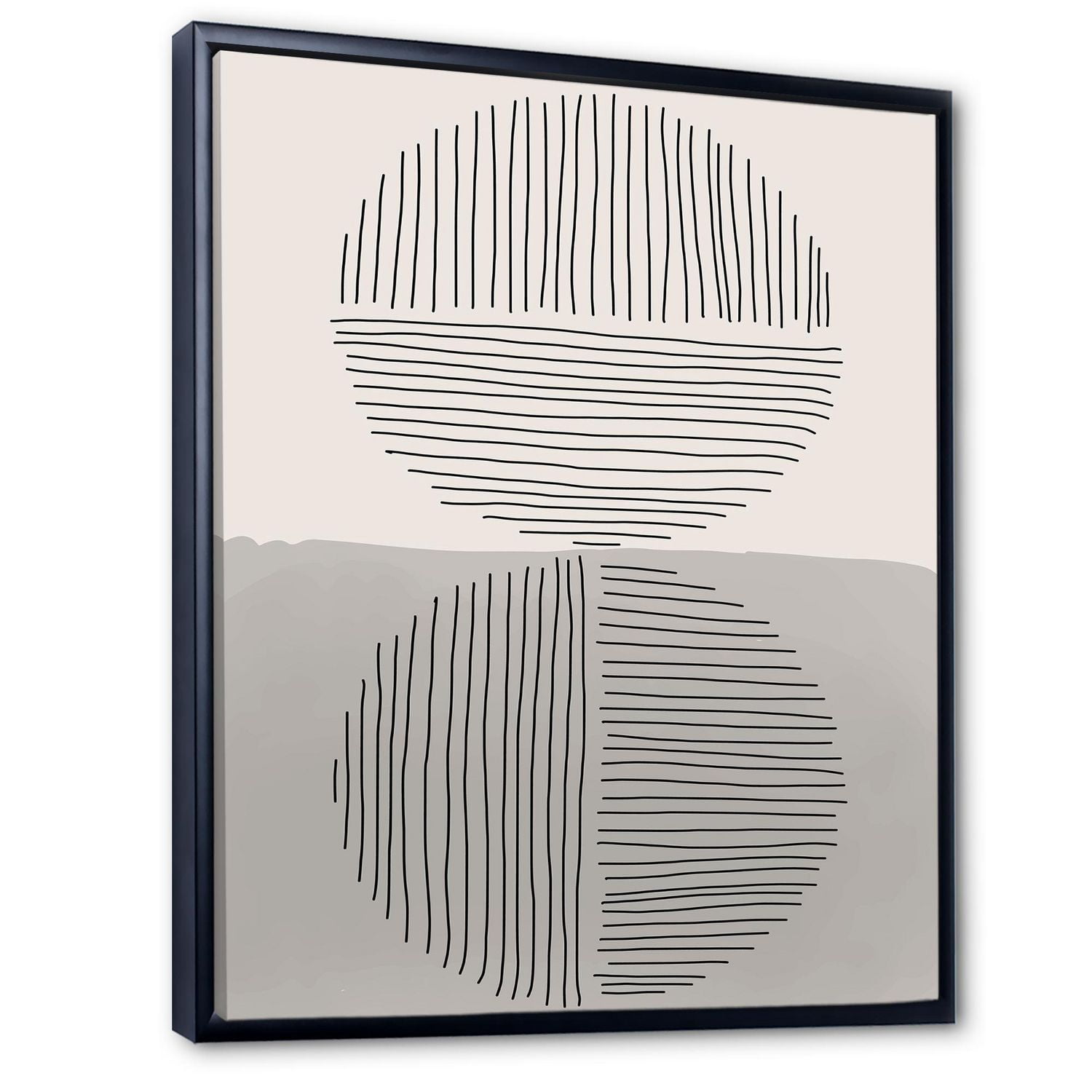 Designart Lignes géométriques minimales et cercle VI ART MURAL À CADRE FLOTTÉ