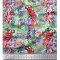 thumbnail image 1 of Soimoi Green Cotton Voile Fabric Floral,Insect & Parrot Bird Decor Fabric Printed BTY 56 Inch Wide, 1 of 3
