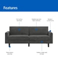 thumbnail image 3 of Mainstays Storage Futon with Underseat Storage, Charcoal Fabric, 3 of 16