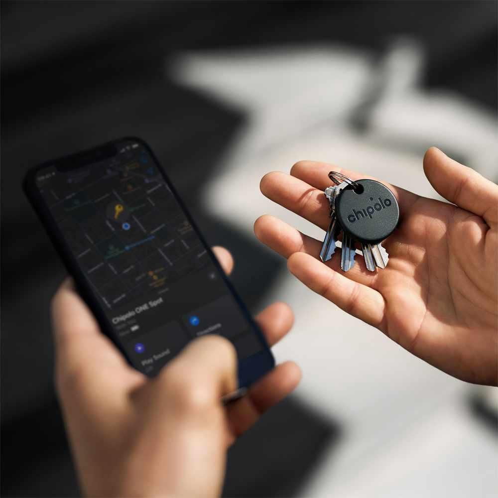 Chipolo One Spot 4 pack - Item Finder, Bluetooth Tracker, GPS Wireless Technology (Works with Find My) - Almost Black
