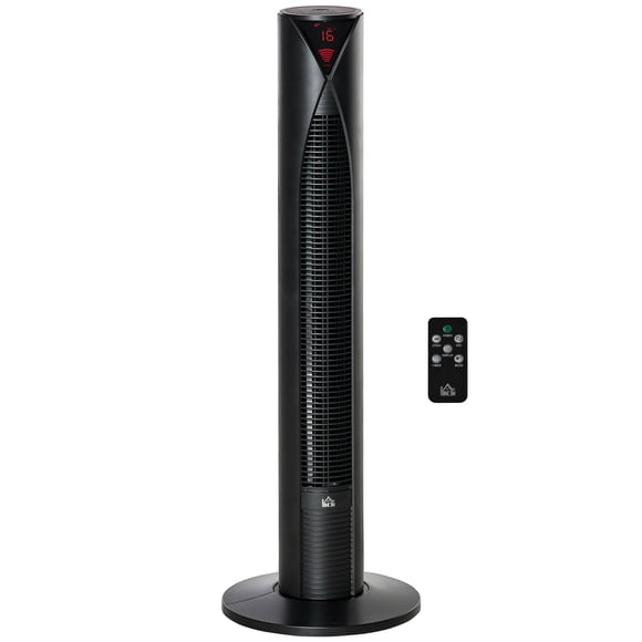 HOMCOM Freestanding Tower Fan Cooling with 3 Speed Timer LED Sensor Panel