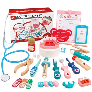 yeacher Ensemble de Jeu Interactif de Médecin pour Enfants - Trousse Médicale de 23 Pcs en Rouge, Jouet Éducatif de Jeu de Rôle pour Garçons et Filles, Améliore la Coordination et l'Imagination