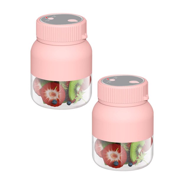Oleegame 2PC Portable Multifunction Electric Juicer Bucket With USB Charging Large Capacity Juice Cup For Home Use Red