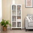 thumbnail image 2 of Costway Armoire de Rangement avec Roues et 2 Portes Translucides Tablettes Ajustables Buffet, 2 of 10