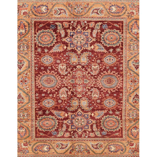 Ahgly Company Indoor Rectangle Abstract Red Oriental Area Rugs, 7' x 9'