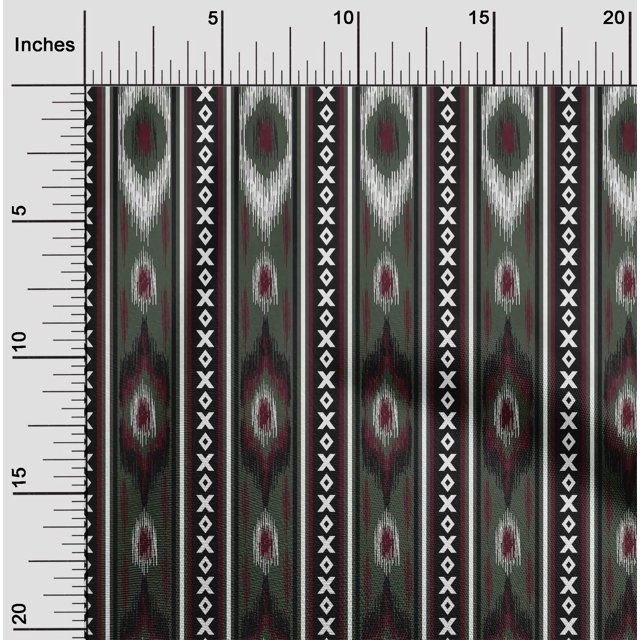 oneOone Cotton Poplin Fabric Stripe & Geometric Ikat Printed Craft Fabric BTY 56 Inch Wide