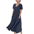 thumbnail image 1 of Tranfacy Robe d'Été pour Filles, Robe Maxi pour Jeunes Filles, Robe à Manches Courtes pour Fille, Robe de Princesse à la Mode et Mignonne, Robe Respirante Douce et Confortable, 1 of 4
