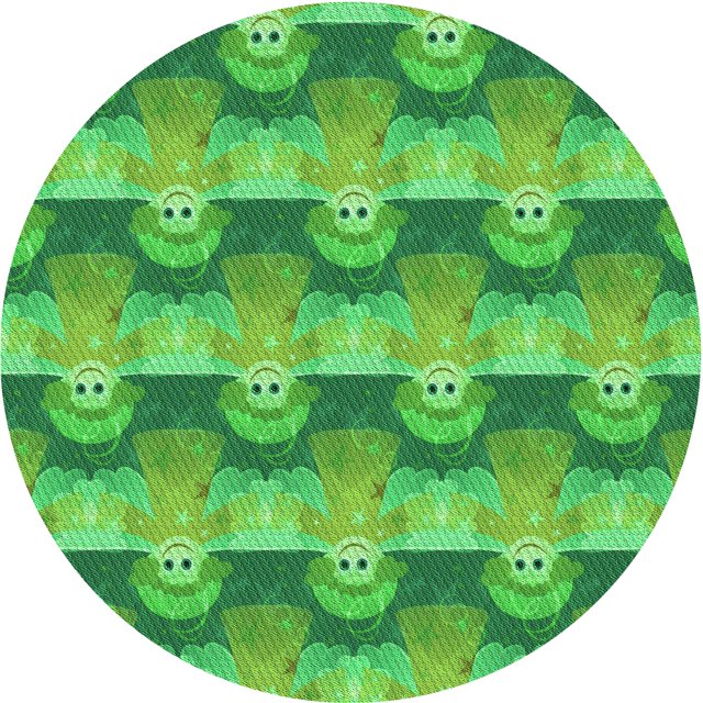 Ahgly Tapis Rond Lavable en Machine Intérieur Transitionnel Vert Néon, 6 Pieds Rond