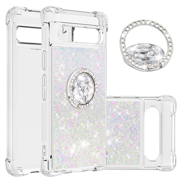 Case for FOXDOCK Google Pixel 7A Full Corner Protection Glitter Phone Case with Ring Holder