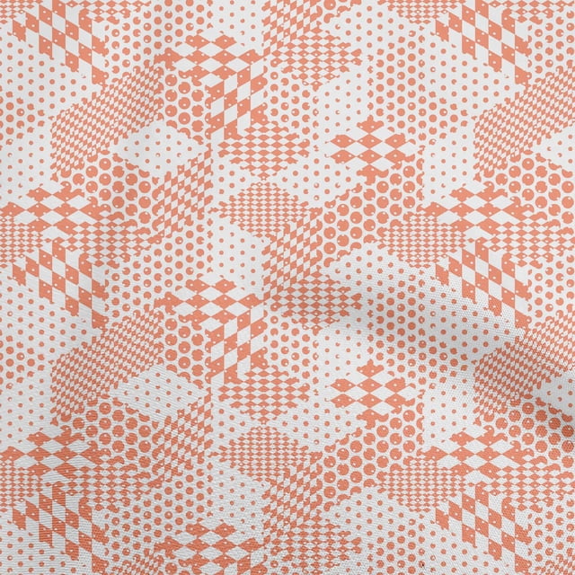 oneOone Polyester Spandex Peach Fabric Geometrical Mix Sewing Material Print Fabric By The Yard 56 Inch Wide