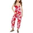 thumbnail image 2 of 7 Month Girl Clothes Bundle Girl Clothes Girls' Printed Casual V Suspender Romper Solid Color Loose Casual Romper With Pocket Spring And Summer Clothing, 2 of 6