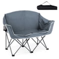 thumbnail image 1 of Costway Double Duo Camping Chair with Armrests Cup Holders Carry Bag Heavy Duty Lawn Chair Gray, 1 of 10