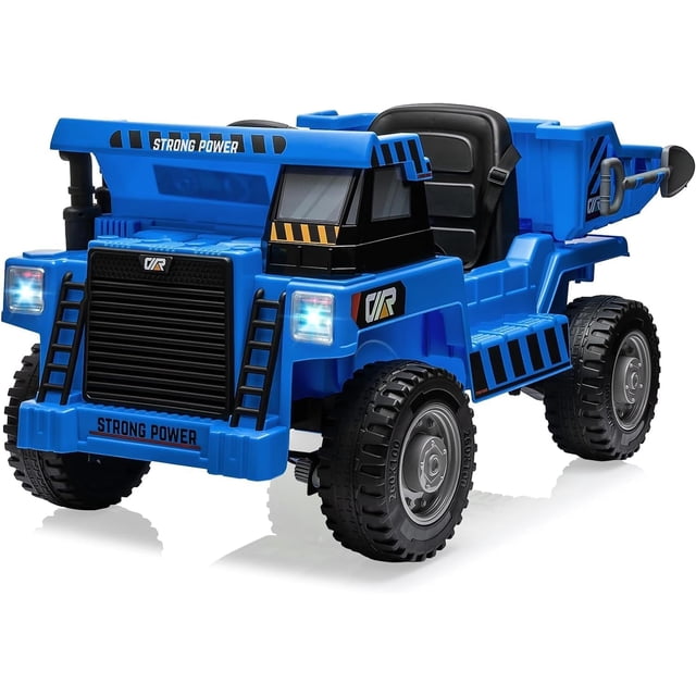 TROPOW Kids Cars Electric Ride On,Ride on Dump Truck, 12V Kids Power 4Wheels Ride On Car with Remote Control, Ride on Car with Dump Bed, A Shovel, LED Light, 3 Speeds, Music