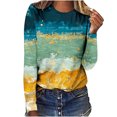 thumbnail image 1 of IROINID Économies Hauts à Manches Longues pour Femmes Détente Col Rond Haut Imprimé T-Shirt Blouse, Jaune, 1 of 3