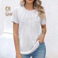 thumbnail image 2 of Penkiiy Hauts d'Été à Manches Courtes pour Femmes Col Rond Plissé Chic Décontracté T-Shirts Basiques Blouses de Travail S Blanc, 2 of 9