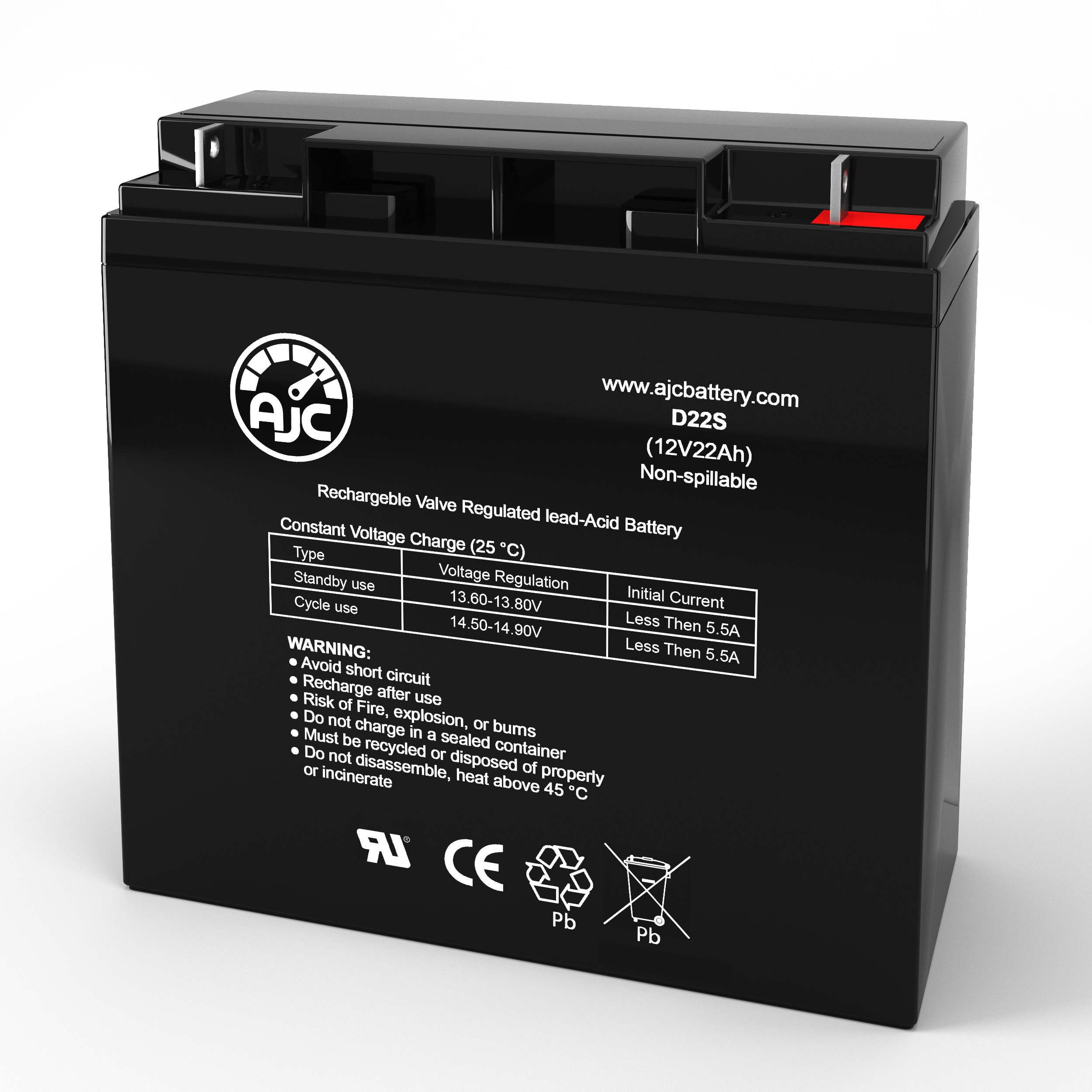 DataShield Turbo 350 12V 22Ah UPS Battery - This Is an AJC Brand Replacement