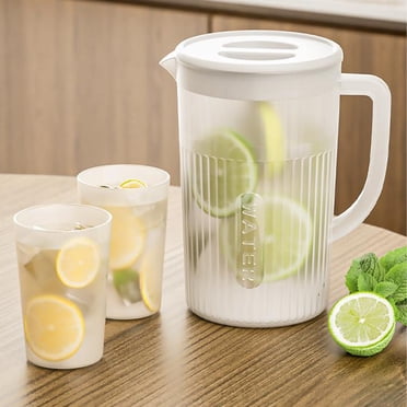 Plastic Water Pitcher with Lid,Mix Drinks Water Jug ,Clear pitcher with lid 1 gallon, Cold Kettle with Lid Ecologically Friendly Carafes Mix Drinks for Hot/Cold Lemonade Beverage Jar Ice Tea Kettle