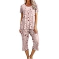 thumbnail image 1 of Ensemble de Pyjama pour Femmes Shorts Femmes Imprimé Col Rond Manches Courtes Chemise de Nuit et Ensembles Pantalon Tenue d'Intérieur Pyjamas avec Poches Hauts à Manches Courtes pour Femmes Ensemble de Pyjama pour Femmes Été, 1 of 8